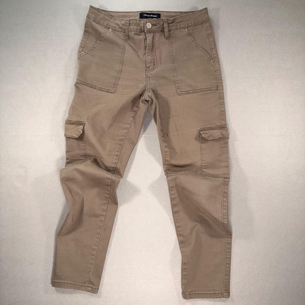 Ashley Mason Womens Tan Khaki Cargo Utility Pants size 13/31